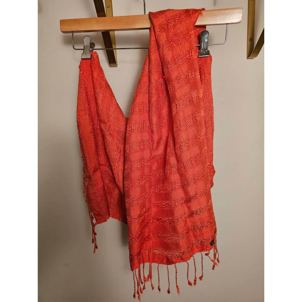 Artisan's Angkor Orange Handwoven Scarf From Cambodia